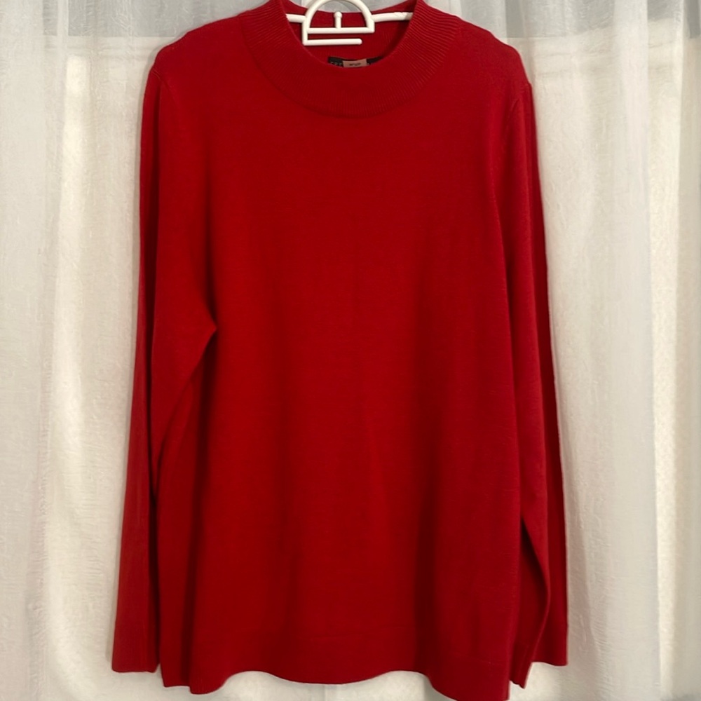 Fred David Women’s  long sleeve Mock neck Cherry Red Sweater size X-Large